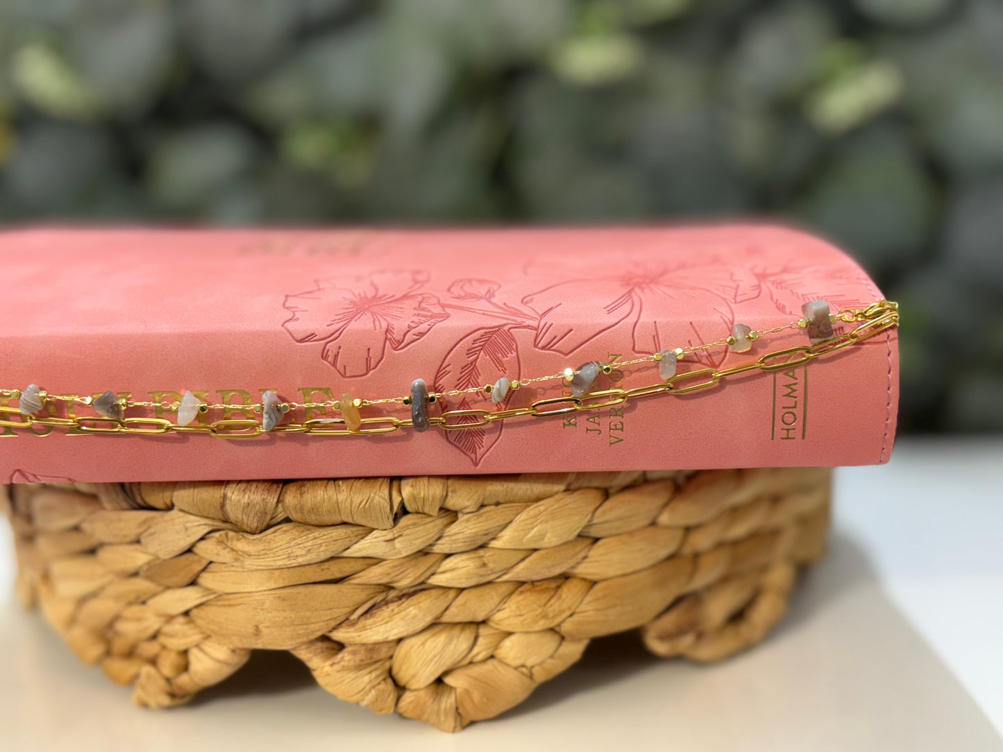 Sandstone Gemstone Layering Chain | Neutral Bible Chain Accessory | Minimal Christian Gift