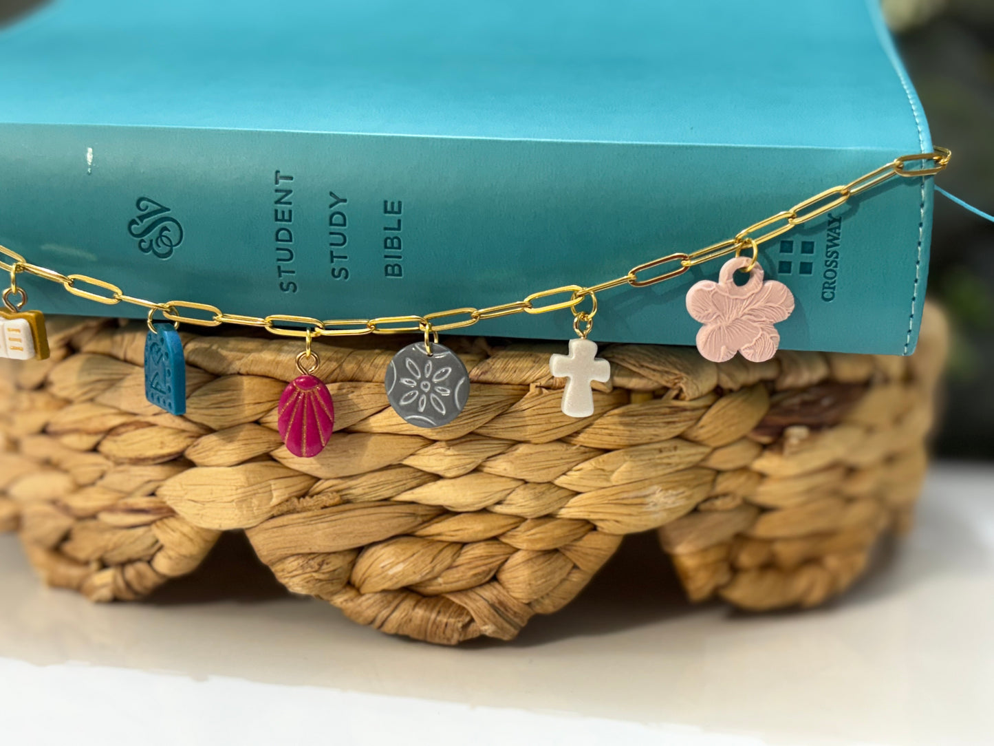 Faithful Harmony Charm Chain | Mixed Color Bible Charm Chain | Christian Gift for Women
