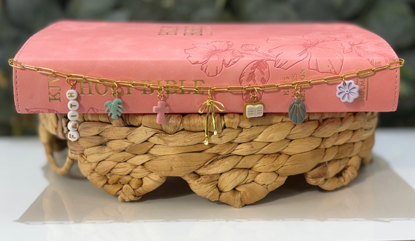 Gentle Faith Bible Charm Chain | Soft Neutral Bible Charm Chain | Christian Gift for Women