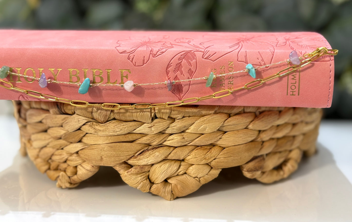 Pastel Bloom Gemstone Layering Chain | Pastel Bible Chain Accessory | Christian Gift for Women