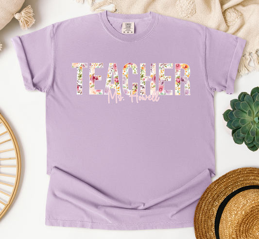 Floral Teacher with Name