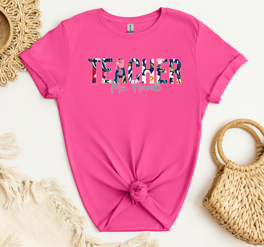 Floral Teacher with Name