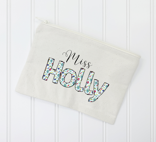 Teacher Canvas Pencil Pouch