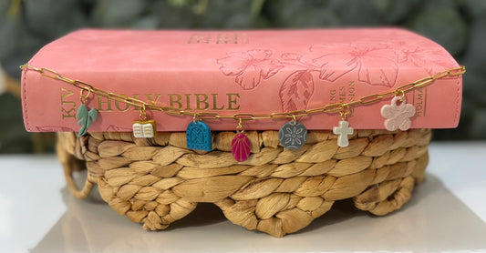 Faithful Harmony Charm Chain | Mixed Color Bible Charm Chain | Christian Gift for Women