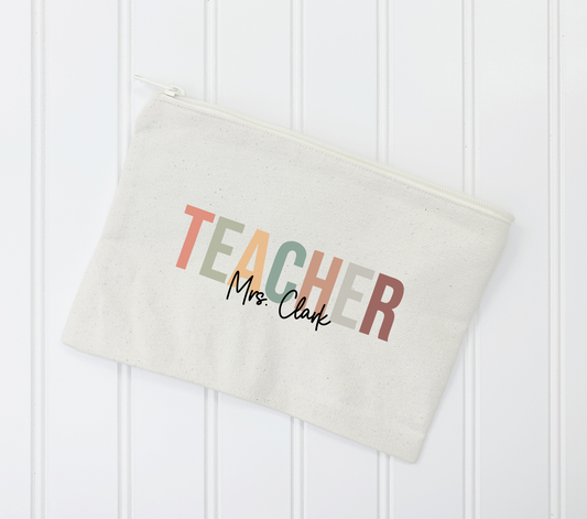 Teacher Canvas Pencil Pouch
