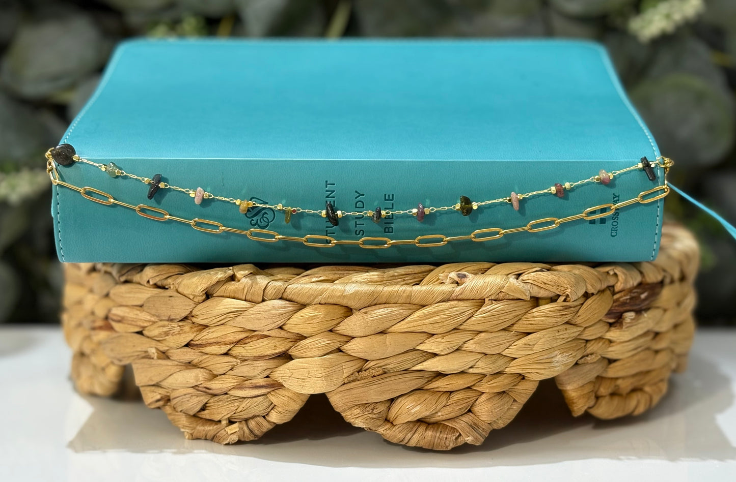 Olive Grove Gemstone Layering Chain | Green Bible Chain Accessory | Earthy Christian Gift