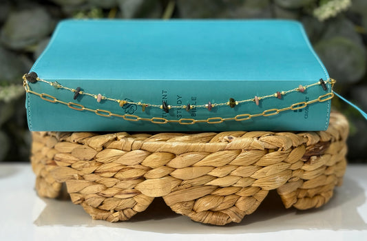 Olive Grove Gemstone Layering Chain | Green Bible Chain Accessory | Earthy Christian Gift