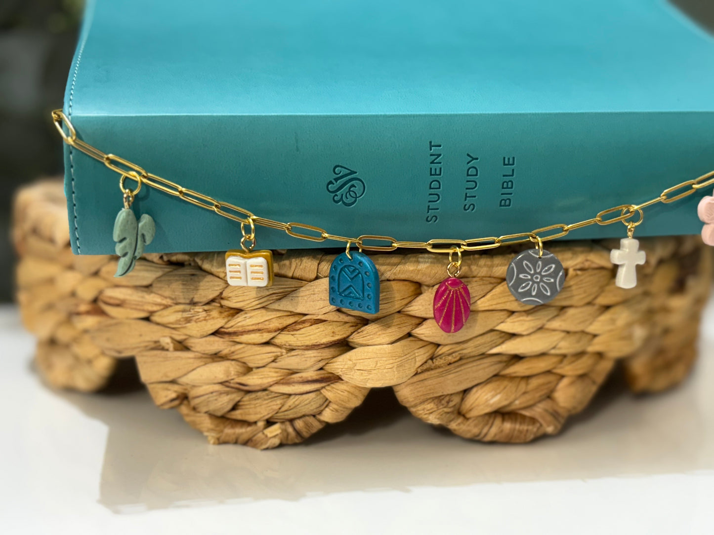 Faithful Harmony Charm Chain | Mixed Color Bible Charm Chain | Christian Gift for Women