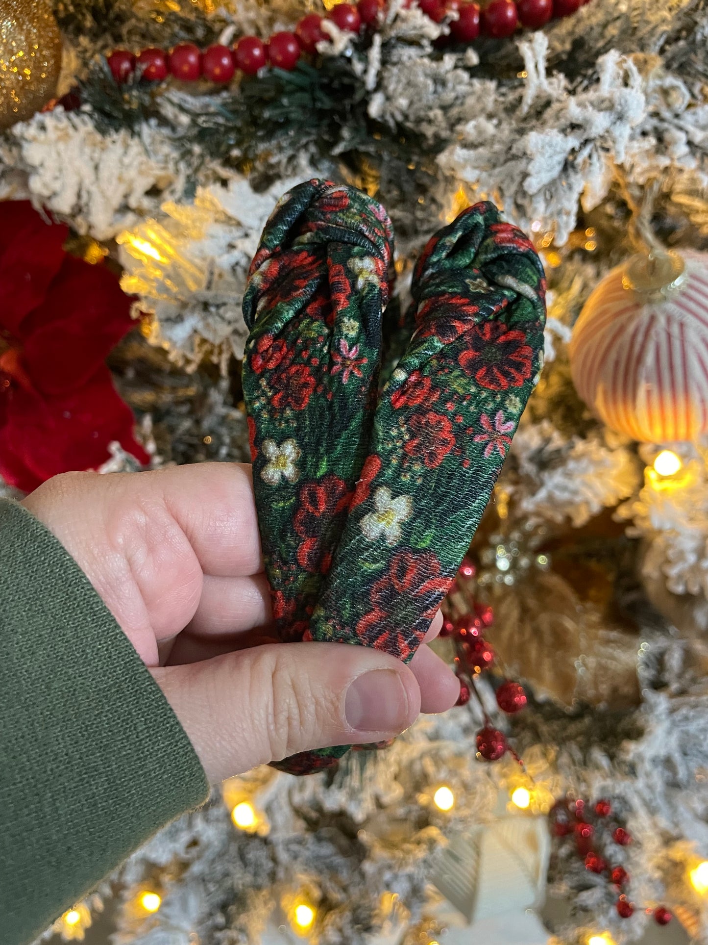 Holiday Floral Knotted Headband