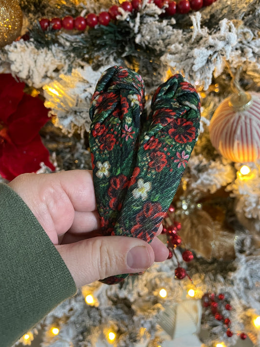 Holiday Floral Knotted Headband