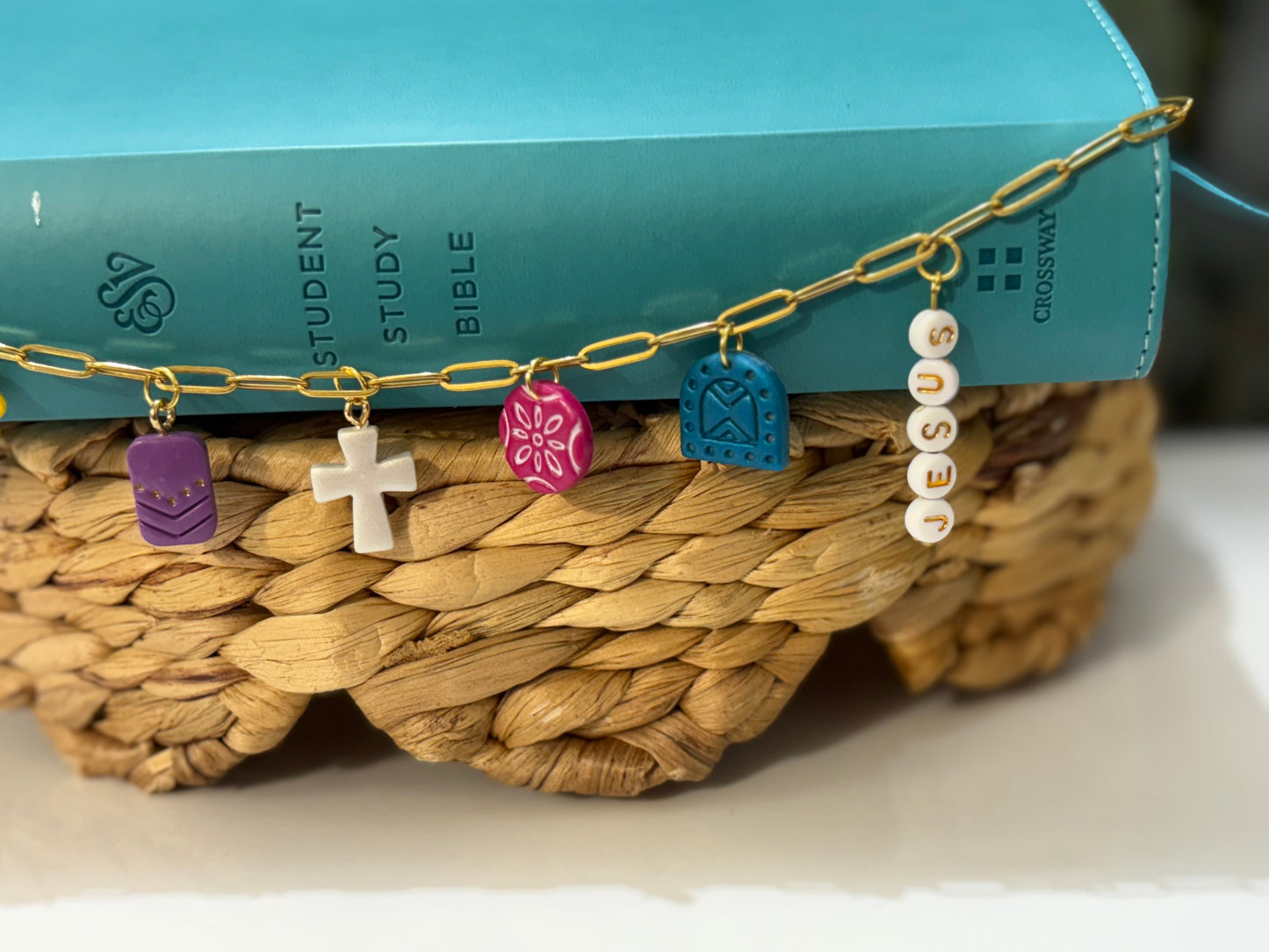 Joyful Faith Bible Charm Chain | Colorful Bible Charm Chain | Christian Gift for Women