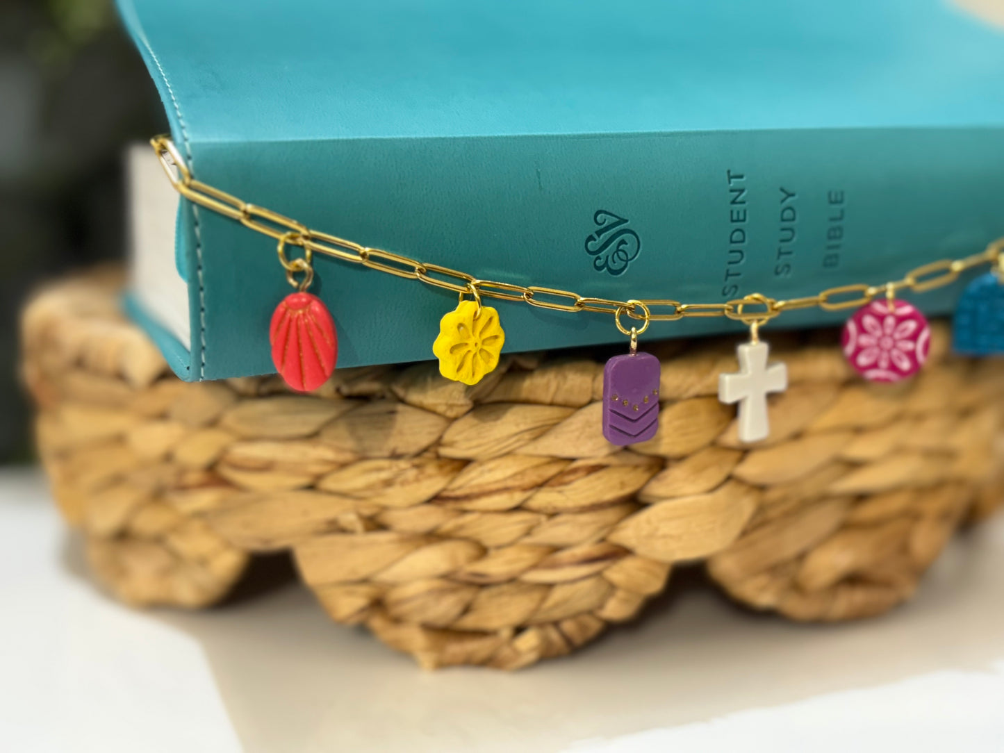 Joyful Faith Bible Charm Chain | Colorful Bible Charm Chain | Christian Gift for Women