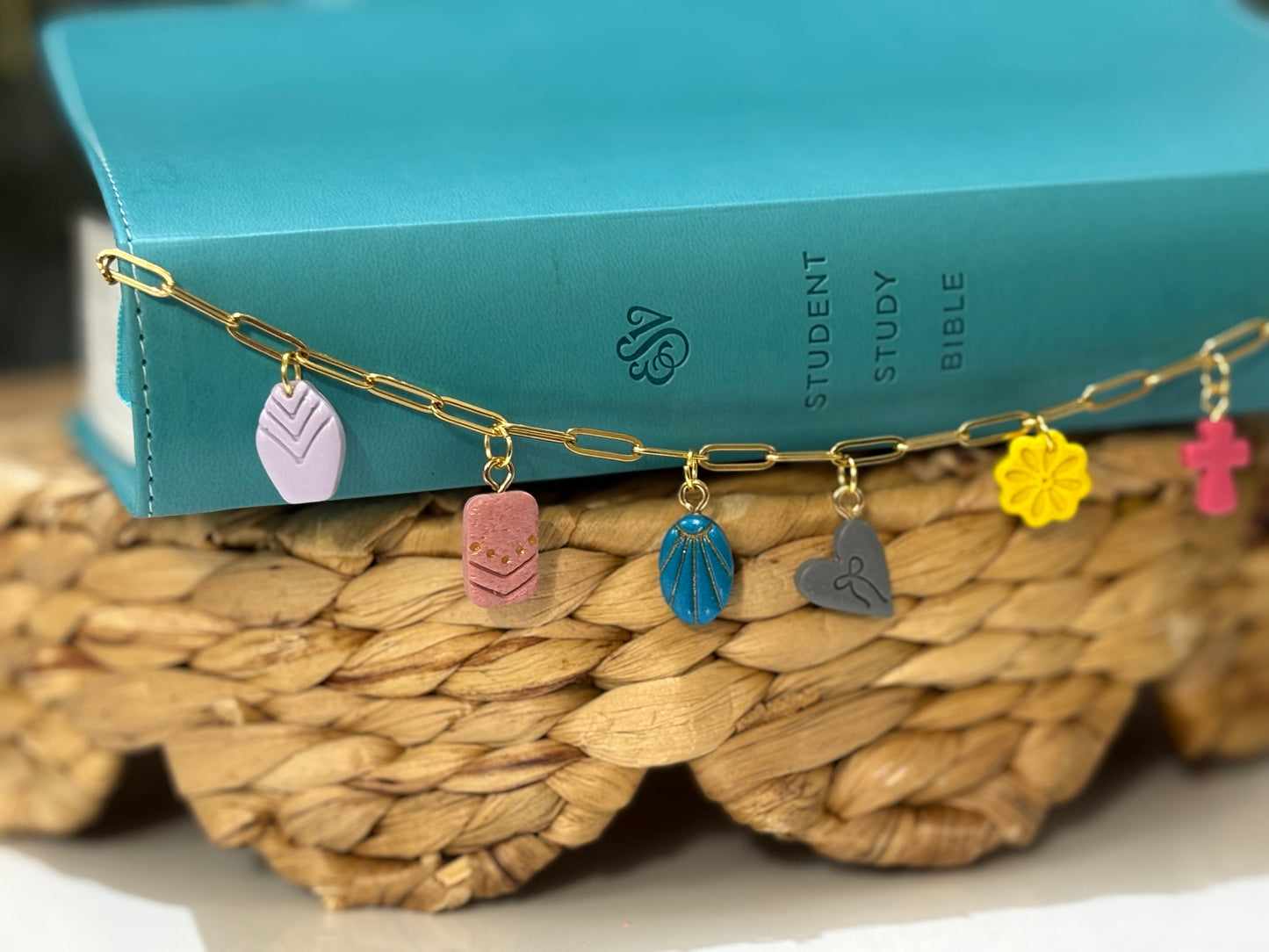 Steadfast Faith Bible Charm Chain | Neutral Bible Charm Chain | Christian Gift for Her