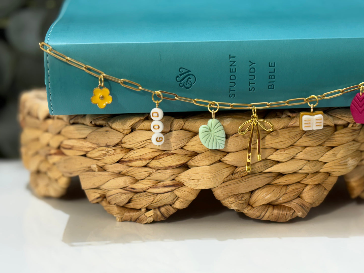 Grace & Truth Bible Charm Chain | Dainty Bible Charm Chain | Christian Gift for Women