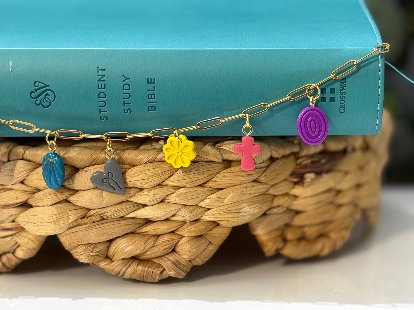 Steadfast Faith Bible Charm Chain | Neutral Bible Charm Chain | Christian Gift for Her