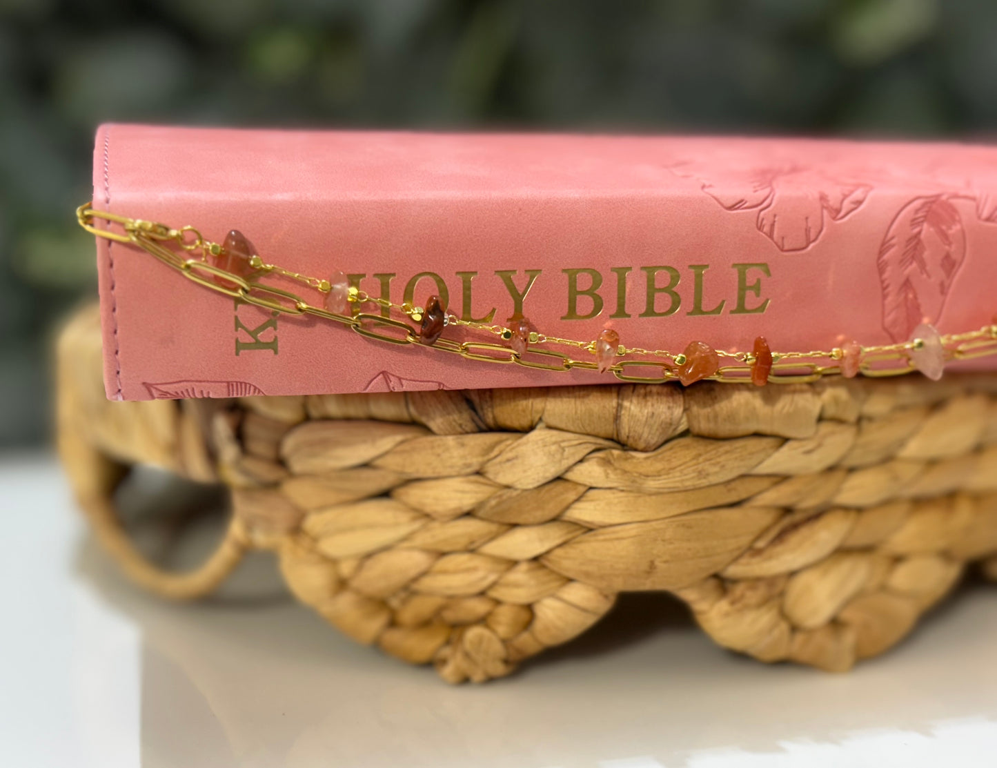 Amber Glow Gemstone Layering Chain | Warm Tone Bible Chain Accessory | Christian Gift for Her