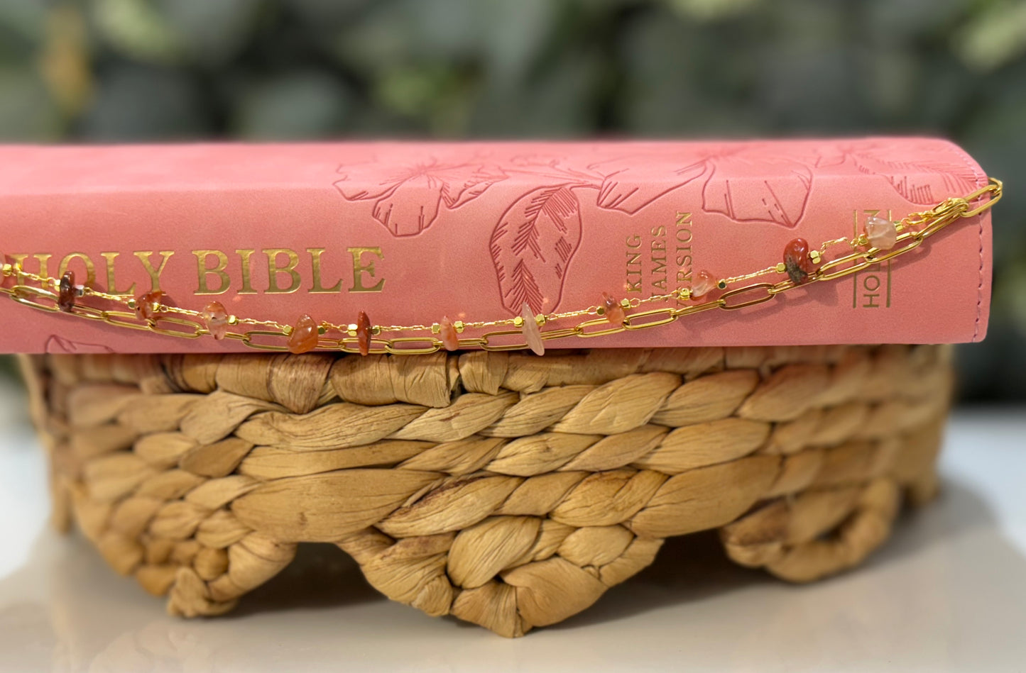 Amber Glow Gemstone Layering Chain | Warm Tone Bible Chain Accessory | Christian Gift for Her
