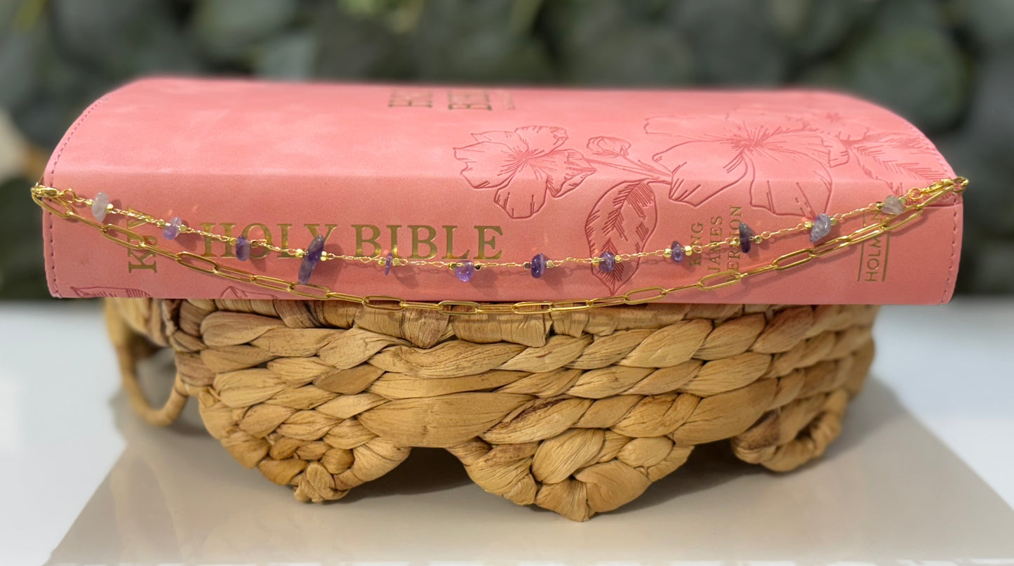 Lavender Mist Gemstone Layering Chain | Purple Bible Chain Accessory | Christian Gift for Women