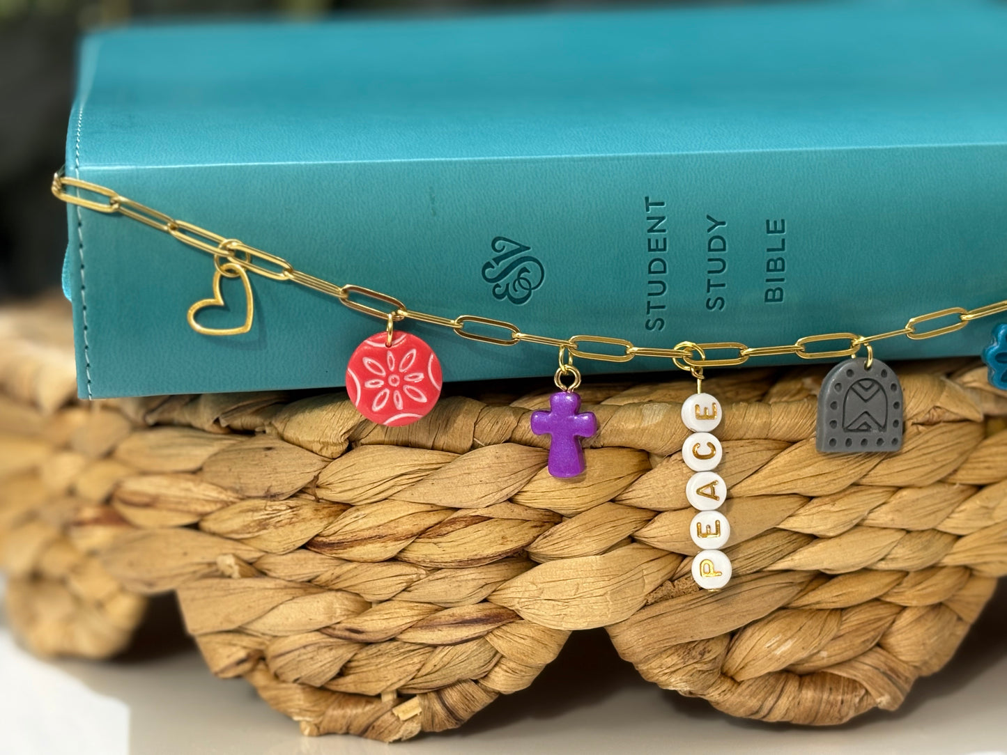 Peaceful Faith Charm Chain | “Peace” Bible Charm Chain | Christian Gift for Women