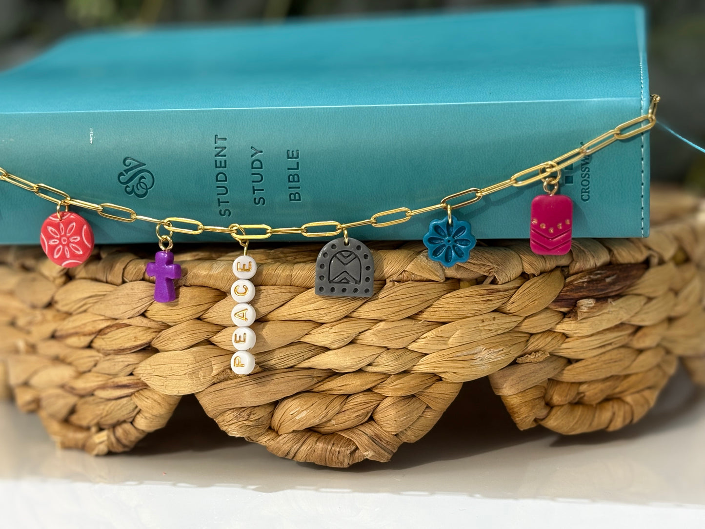 Peaceful Faith Charm Chain | “Peace” Bible Charm Chain | Christian Gift for Women