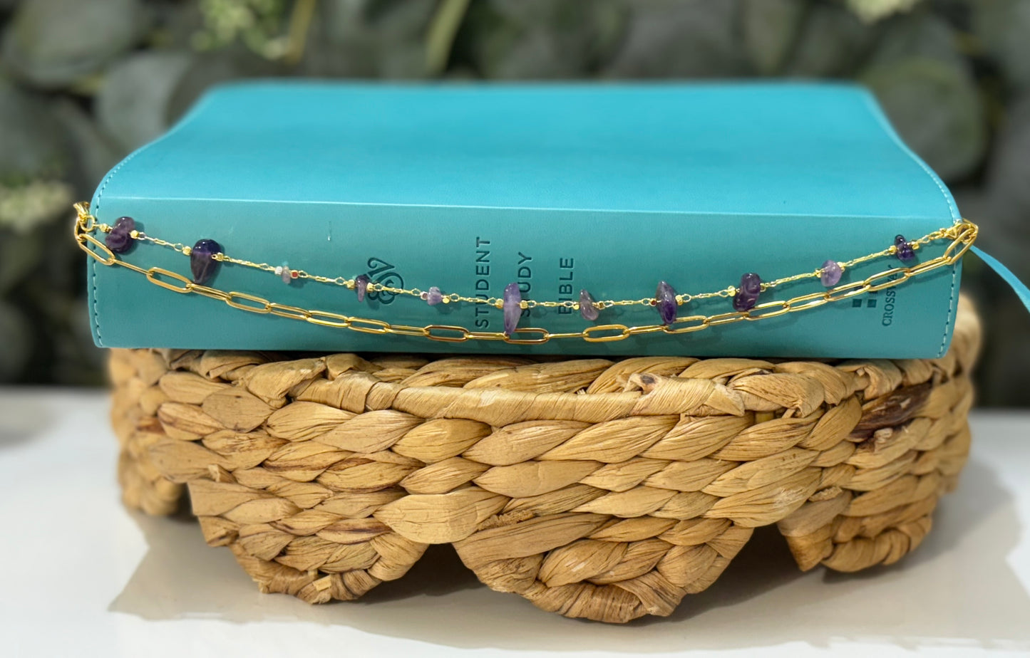 Lavender Mist Gemstone Layering Chain | Purple Bible Chain Accessory | Christian Gift for Women