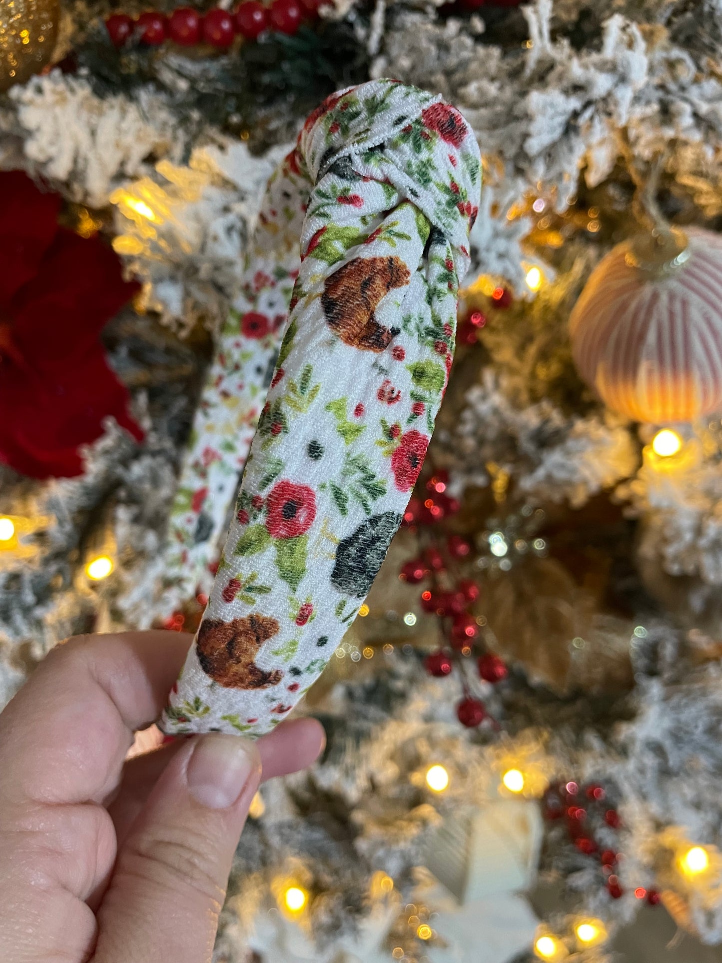 Christmas Chickens Knotted Headband
