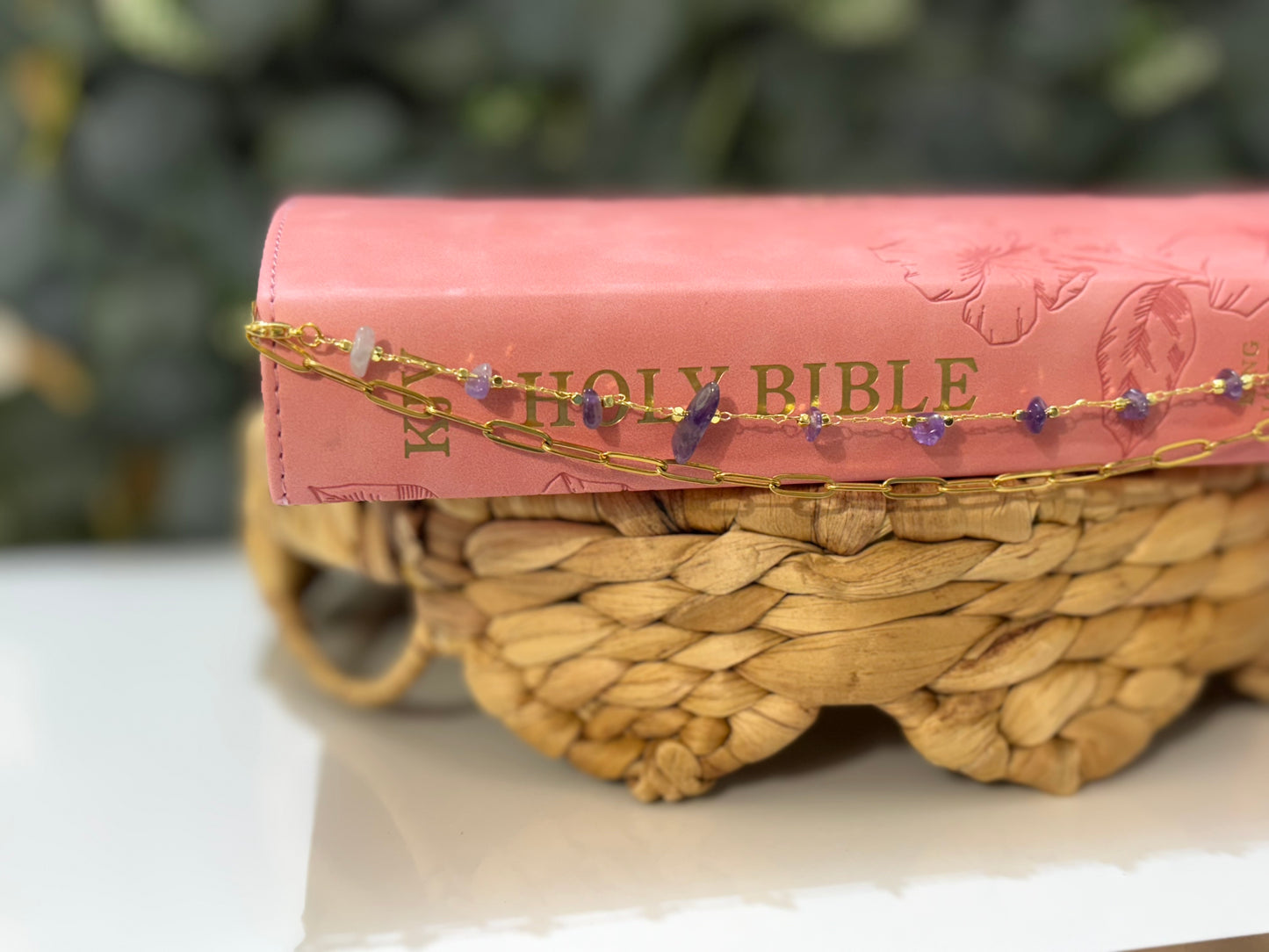 Lavender Mist Gemstone Layering Chain | Purple Bible Chain Accessory | Christian Gift for Women