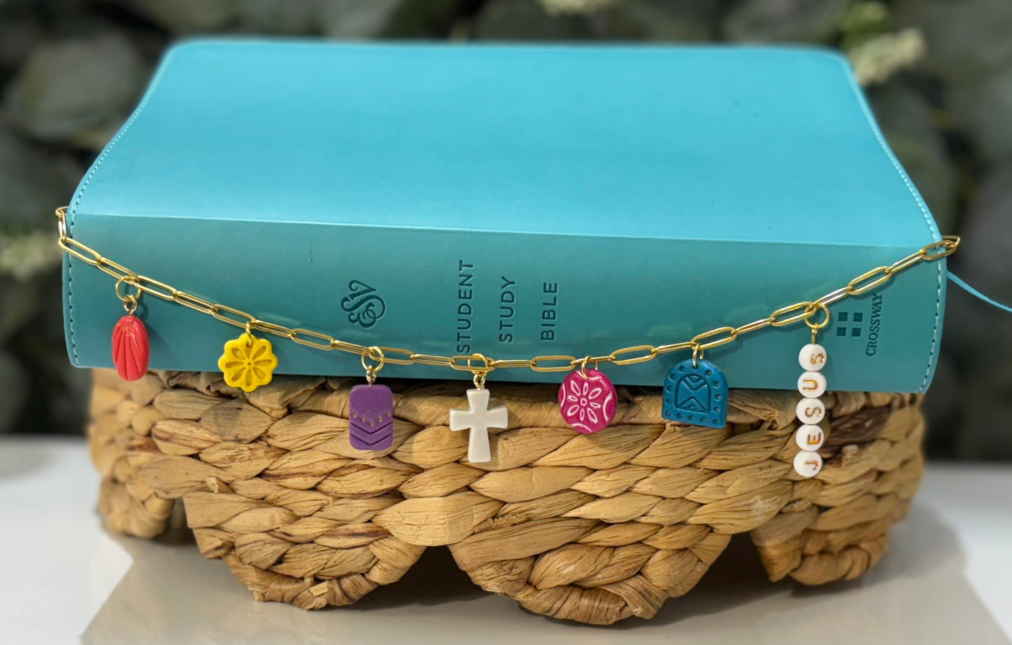 Joyful Faith Bible Charm Chain | Colorful Bible Charm Chain | Christian Gift for Women