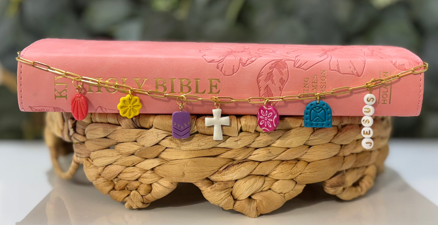 Joyful Faith Bible Charm Chain | Colorful Bible Charm Chain | Christian Gift for Women