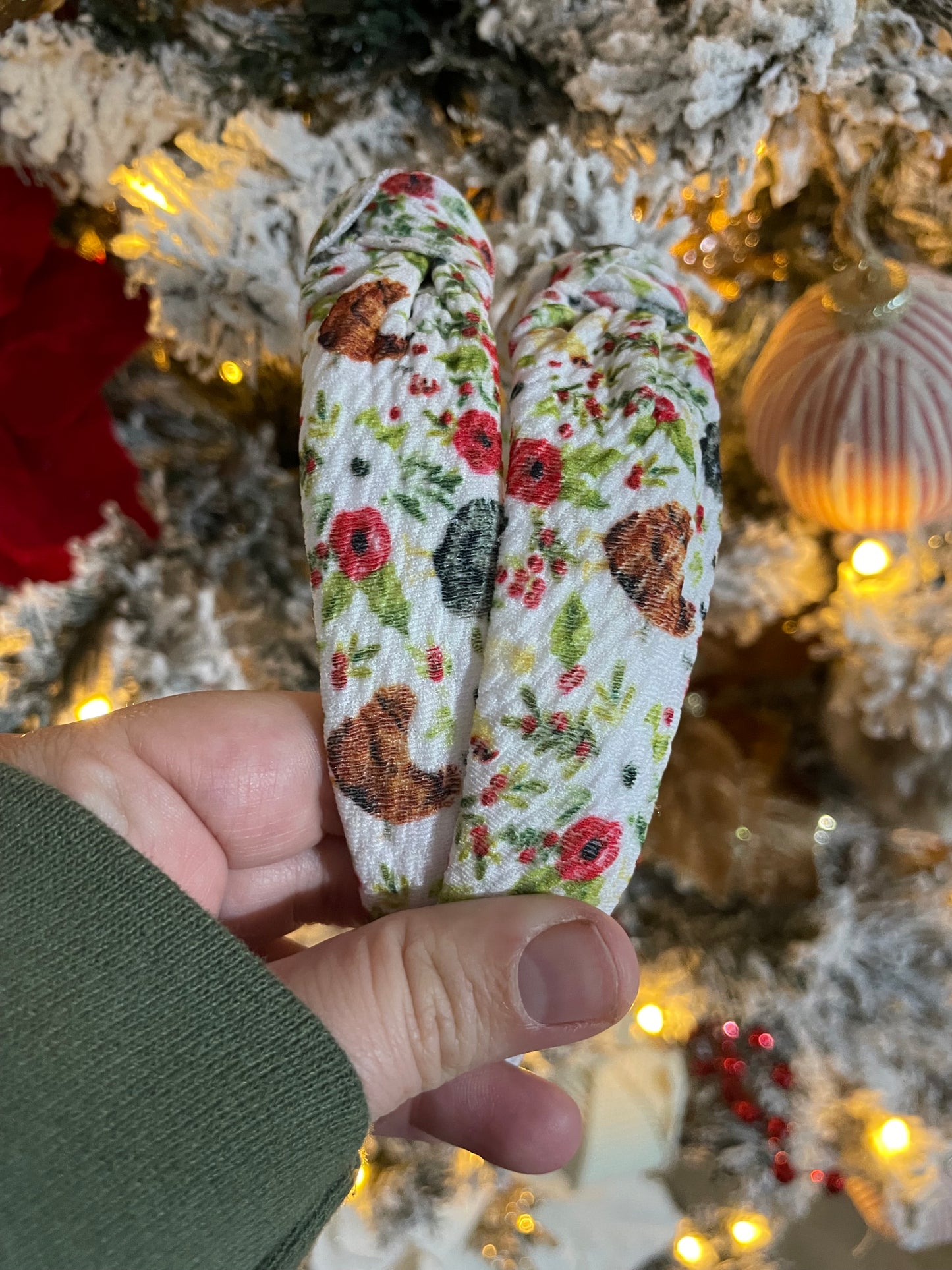 Christmas Chickens Knotted Headband