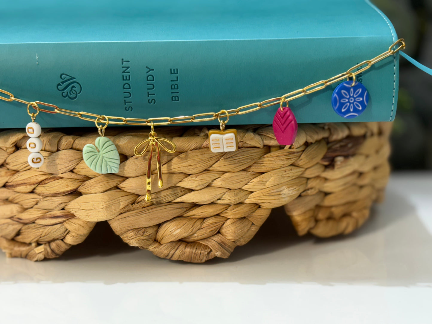 Grace & Truth Bible Charm Chain | Dainty Bible Charm Chain | Christian Gift for Women